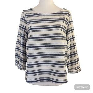 Sigrid Olsen Linen Blue and White Shirt Small